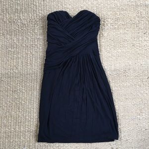 Strapless black jersey dress